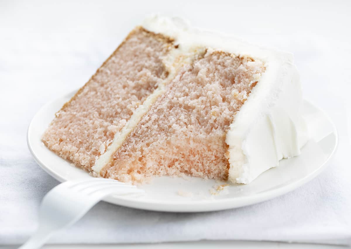 Piece of Pink Velvet Cake with a Bite Removed. Dessert, Baking, Cakes, Cake Recipes, Dessert, Pink Cake, Velvet Cake, Soft Cake, i am baker, iambaker