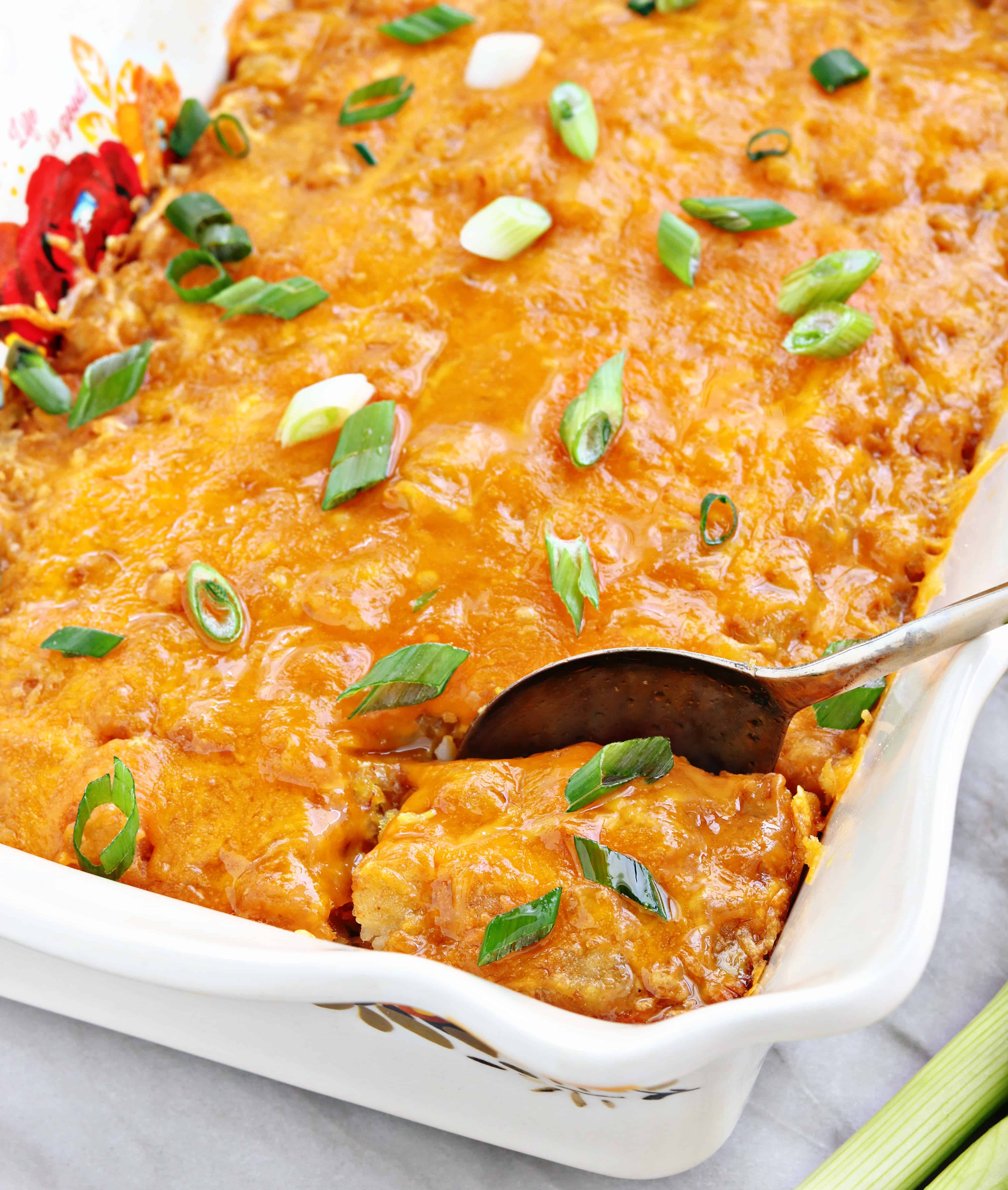 Change up your breakfast routine with this amazing Breakfast Tater Tot Casserole! tater tot hot dish, tater tot casserole, breakfast casserole, breakfast tater tot casserole, tater tots, breakfast recipes, eggs, iambaker Breakfast Tater Tot Casserole