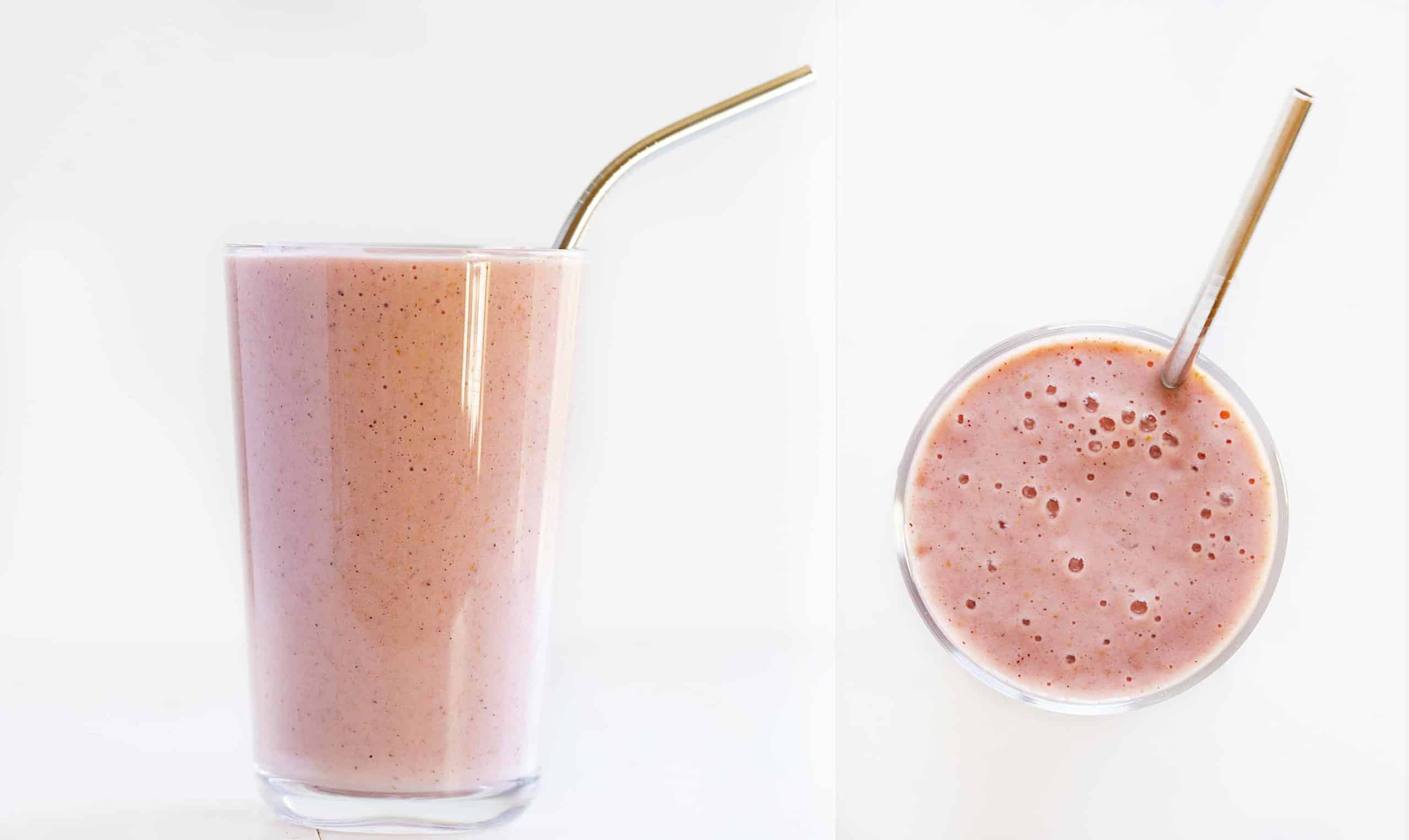 Four easy recipes that will make parenting easier not to mention being a healthy craving buster! smoothies, smoothie, iambaker, how to make smoothies, green smoothie Pink Smoothie
